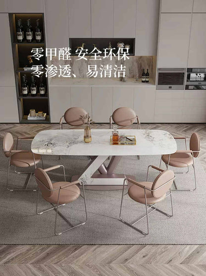 Italian light luxury imported rock plate table modern simple designer inspiration creative rectangular LV letter table