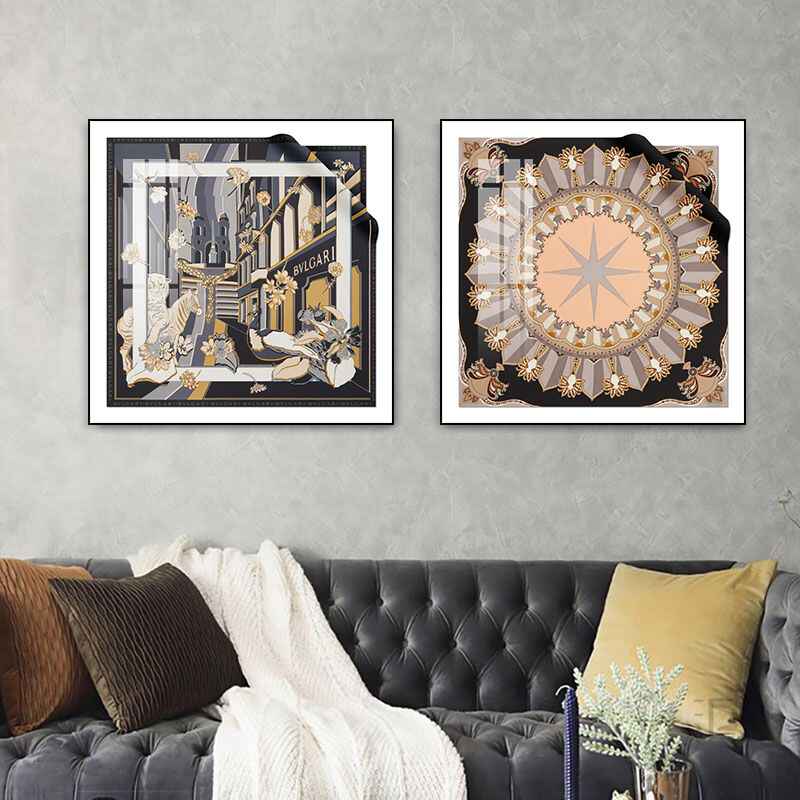 Silk hanging painting treasure modern Geri light luxury hotel model room porch decorative painting sofa floor painting