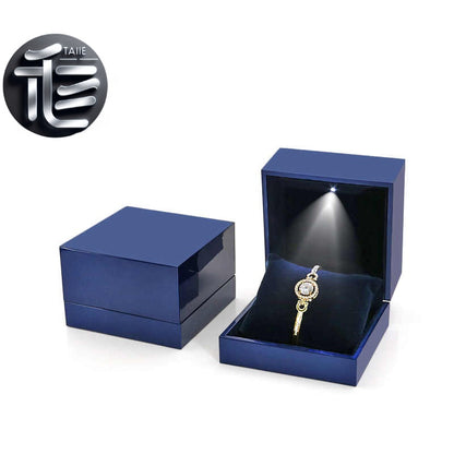 5pcs Navy Blue LED Jewelry Box with Velvet Interior for Ring and Necklace