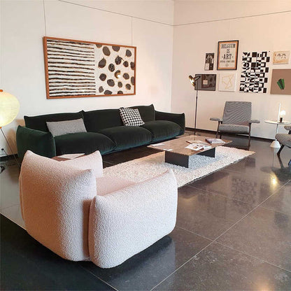Designer modern fabric lamb wool white living room row three or four people square bread soft sofa