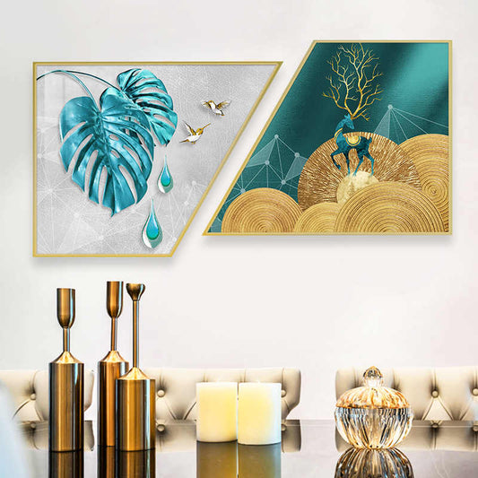 Dining room decoration painting gingko leaf golden dining room hanging painting double auspicious sofa after the living room fashion trend mural