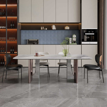 Light luxury stainless steel microcrystal full support table Italian high-end dining table villa designer dining table and chair combination
