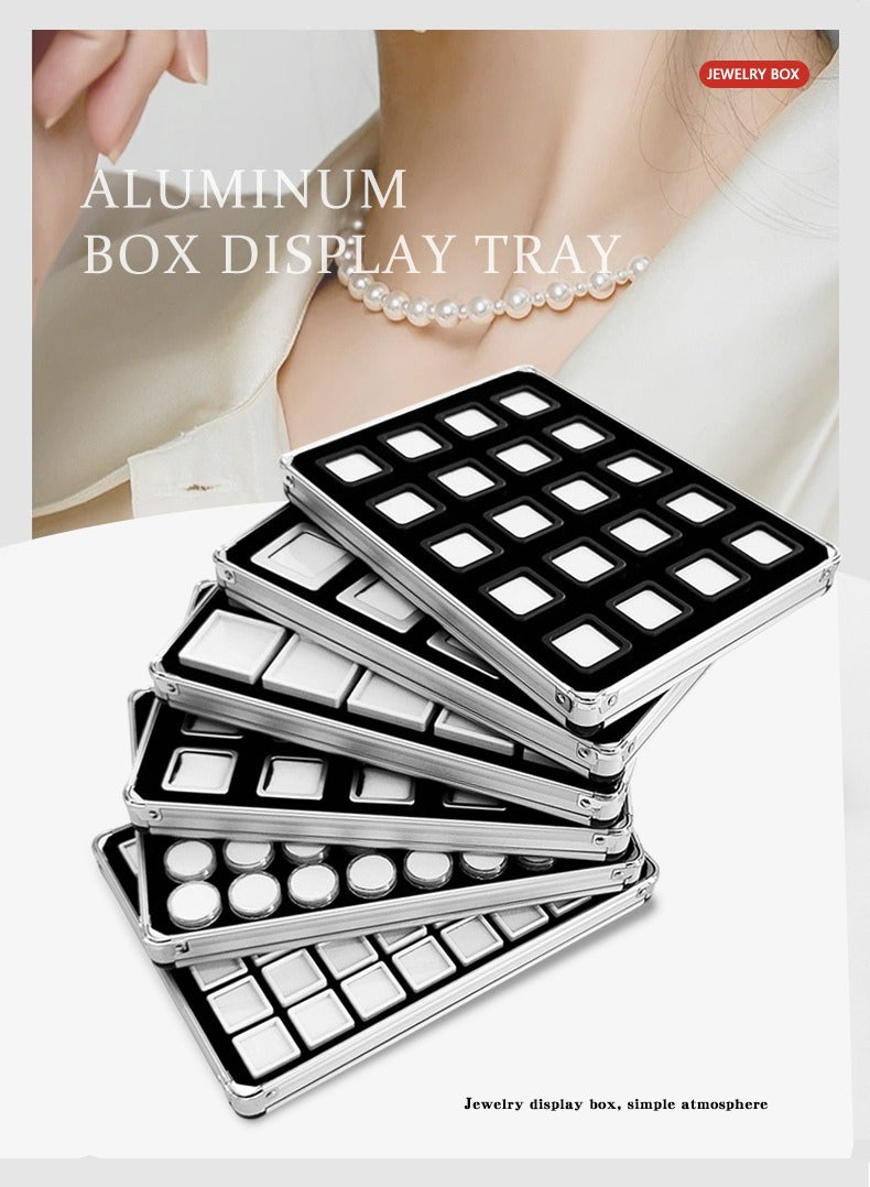 Lightweight Aluminum Tray with Clear Plastic Gemstone Box – Velvet-Flocked Sponge Insert,