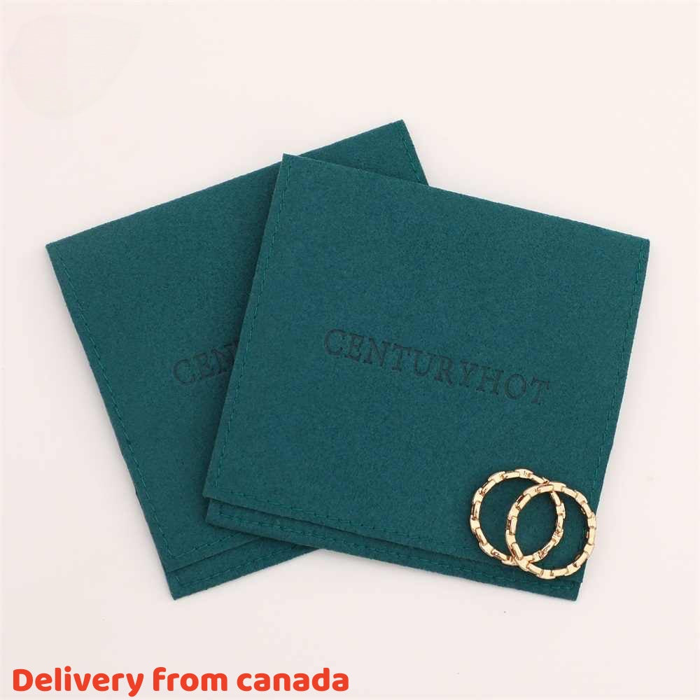 5PCS Green Suede Jewelry Pouch, Soft Faux Microfiber Bag, Travel Drawstring Pouch