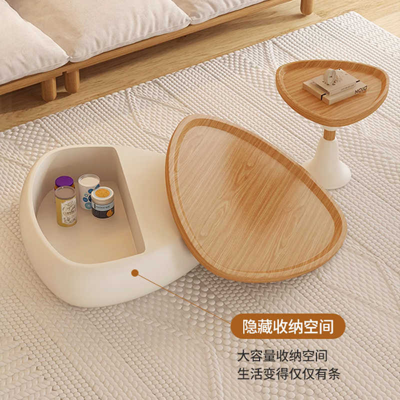 Cream wind round size coffee table combination home designer small house log wind living room