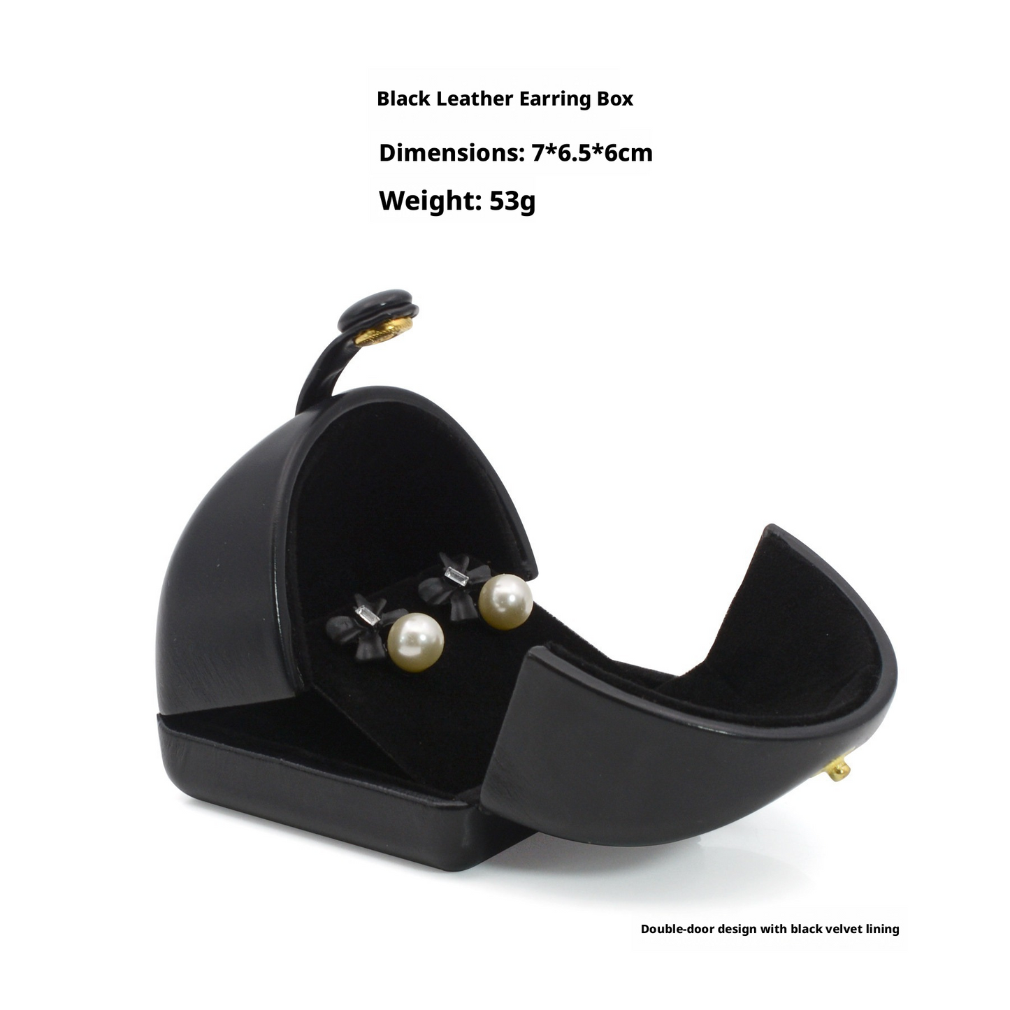 5PCS Black PU Leather Snap Jewelry Box, Faux Leather Ring Earring Bangle Pendant Case