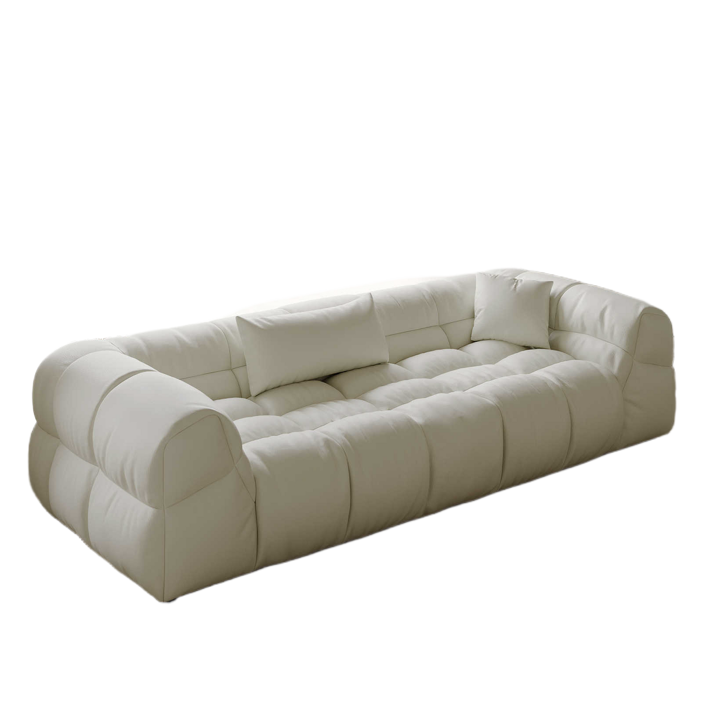 Wabi-sabi leather sofa French size house designer modern simple living room three people cat scratch leather sofa