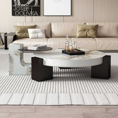 Italian natural marble coffee table living room small household light luxury circular designer advanced French