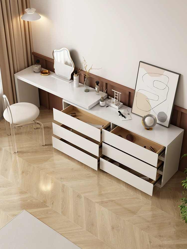 French cream dressing table bucket cabinet one bedroom wabi-Sabi network red bed tail expansion corner solid wood makeup table