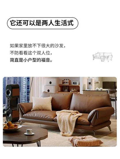 Italian minimalist leather sofa living room modern simple luxury cowhide straight oil wax American retro sofa