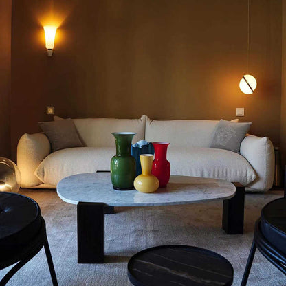 Designer modern fabric lamb wool white living room row three or four people square bread soft sofa