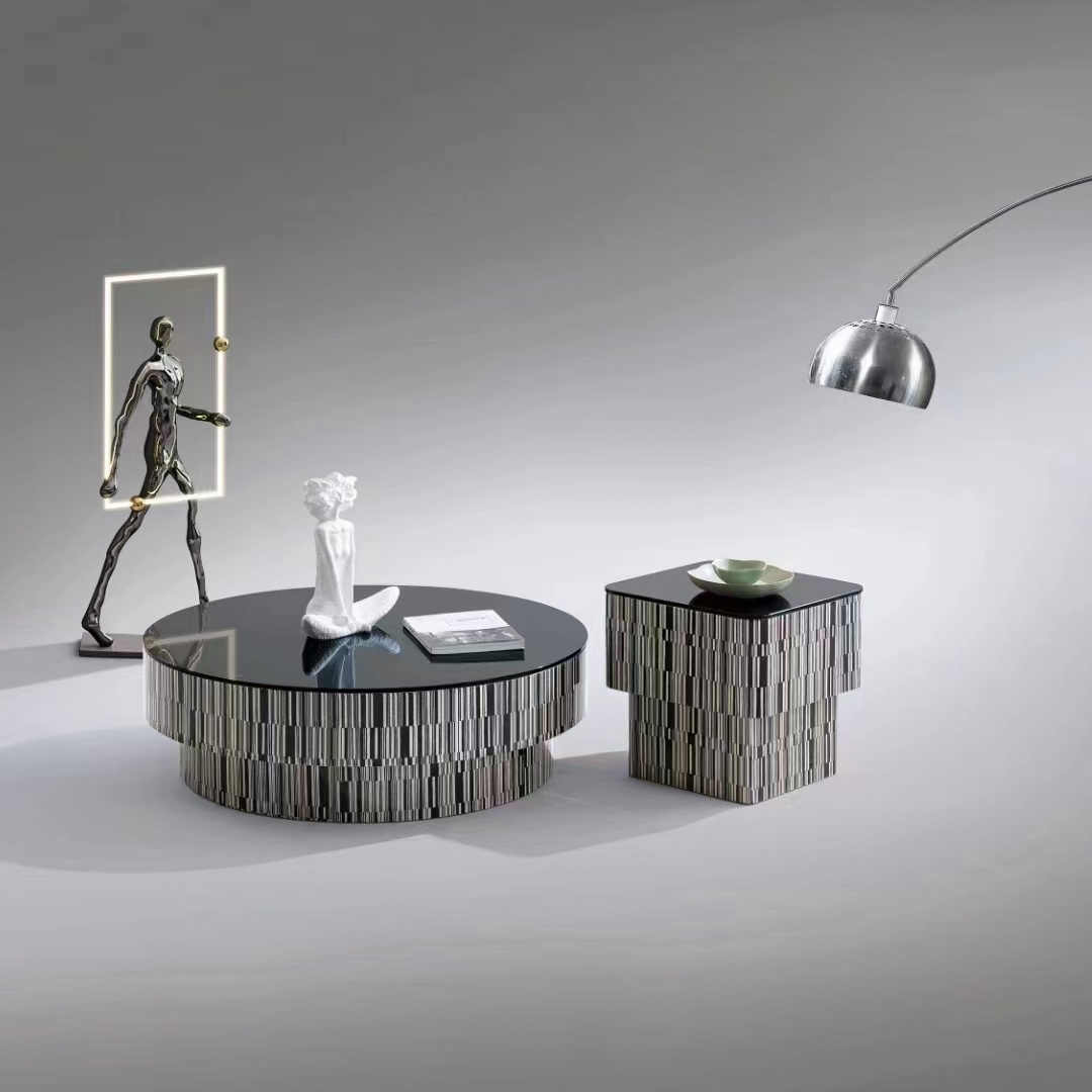 Coffee table living room household small apartment light luxury simple modern small side a few round table glass Italian minimalist coffee table
