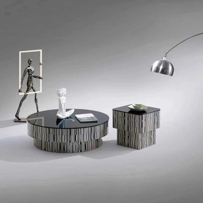 Coffee table living room household small apartment light luxury simple modern small side a few round table glass Italian minimalist coffee table