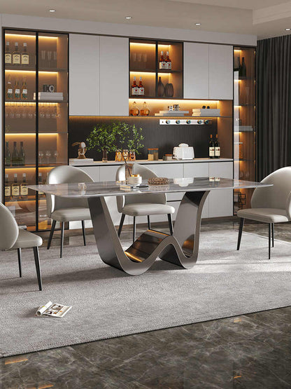 Natural luxury stone light luxury high sense marble dining table and chair Bulgari microcrystal high-end home dining table super crystal stone