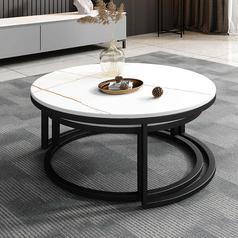 Italian rock plate round coffee table modern simple northern Europe light luxury small apartment coffee table marble coffee table