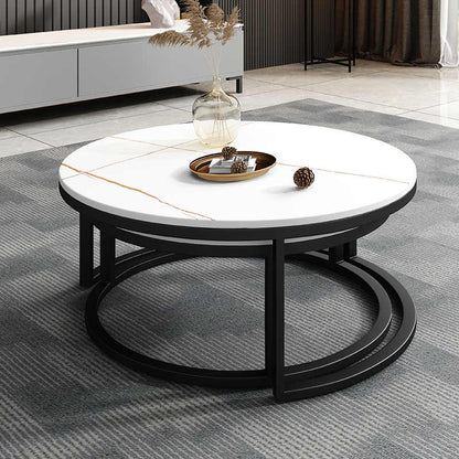 Italian rock plate round coffee table modern simple northern Europe light luxury small apartment coffee table marble coffee table