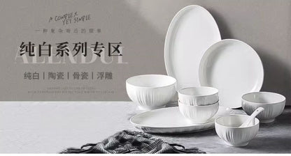 Underglaze color tableware Jingdezhen ceramic advanced sense light luxury bone China bowl dish dish set home