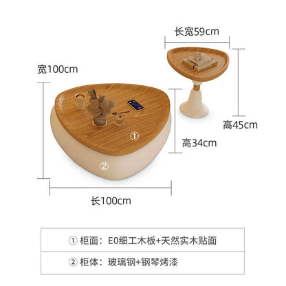 Cream wind round size coffee table combination home designer small house log wind living room