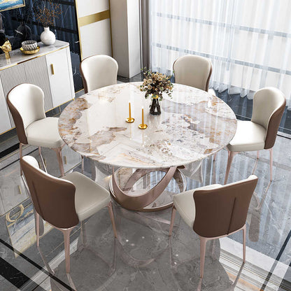 Home 10 people with turntable table modern light luxury high-end villa electric large round 1.8m table