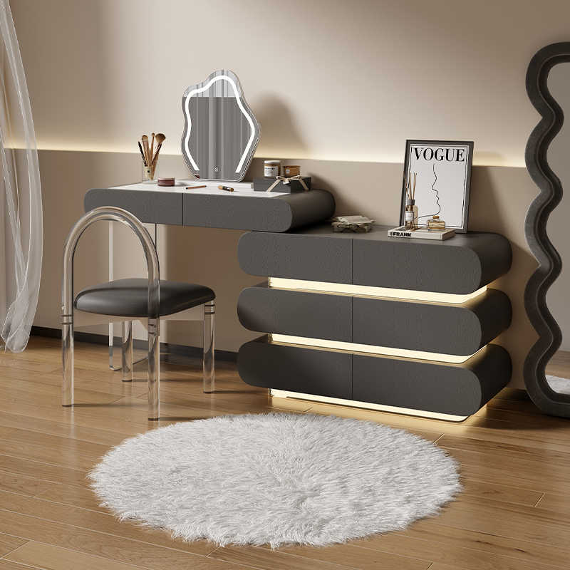 Modern light luxury dressing table bucket cabinet one cream wind bedroom small flat minimalist style solid wood dressing table