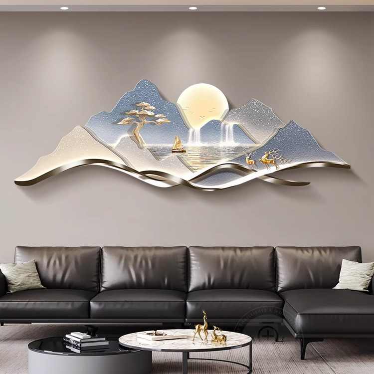 Backed by a mountain sofa background wall hanging painting Cornucopia living room decorative painting landscape painting light luxury high sense of wall painting