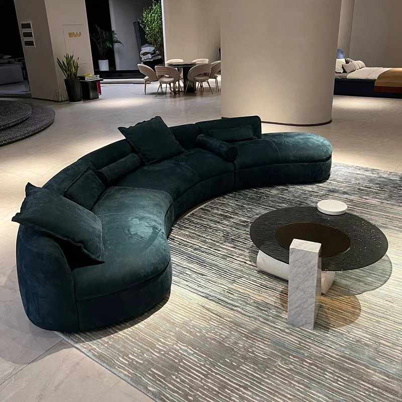 Italian light luxury creative curved corner semi-circle combination leather sofa living room high-grade reception size villa