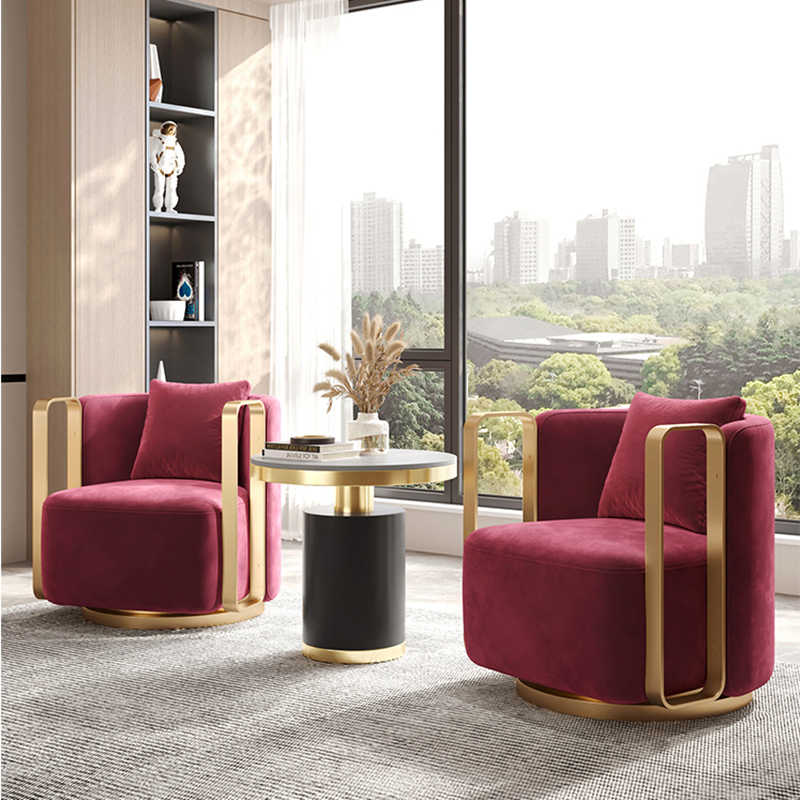 Modern light luxury sofa chair Business negotiation single leisure chair office rotating single chair reception sofa table and chair