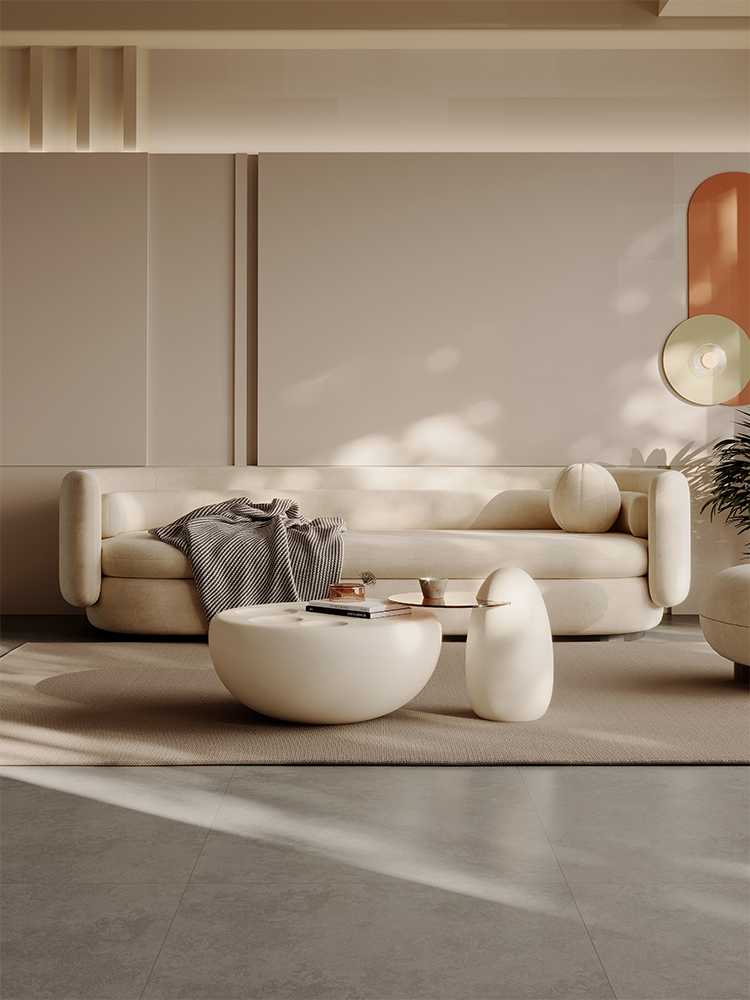 Simple modern coffee table net red living room cream coffee table cat claw small apartment light luxury style combination of new round
