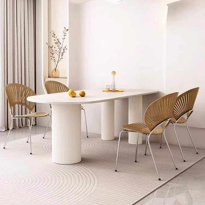 Small half round wall French Roman column cream style modern pure white dining table