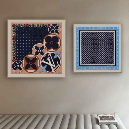 Silk scarf decoration painting modern light luxury high-end L painting V new clothing store cloakroom bedroom bedside hanging painting living room