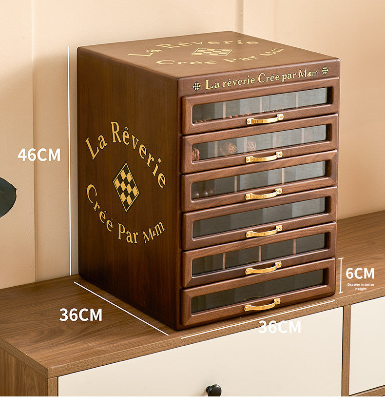 Solid Walnut Wood Jewelry Box, Multi-Drawer Display Case, Elegant Storage Organizer