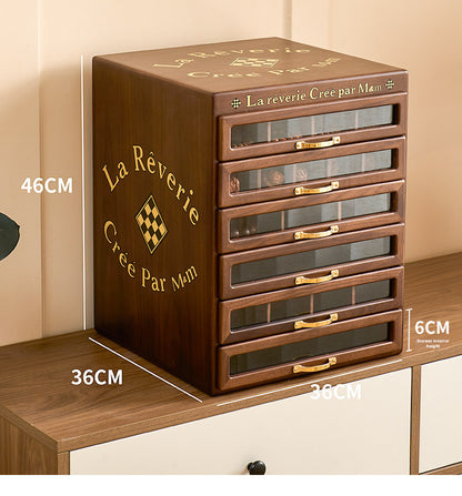 Solid Walnut Wood Jewelry Box, Multi-Drawer Display Case, Elegant Storage Organizer