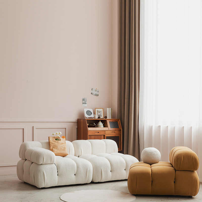 Cream wind lamb velvet French ins middle bean curd block block module movable splicing lazy fabric sofa