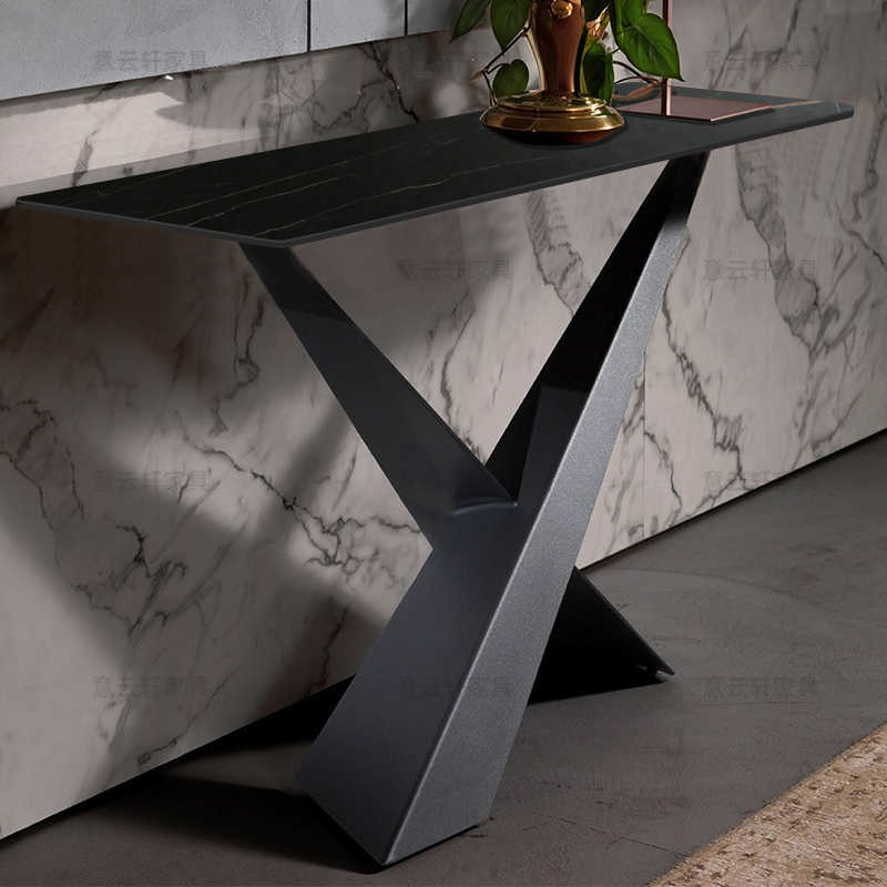 Italian very simple rock panel porch table post-modern simple size apartment creative entry bar table light luxury porch table