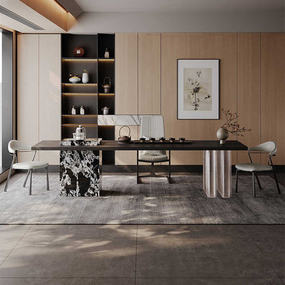 Italian very simple rock plate tea table and chair combination villa living room designer creative art tea table light luxury modern simple