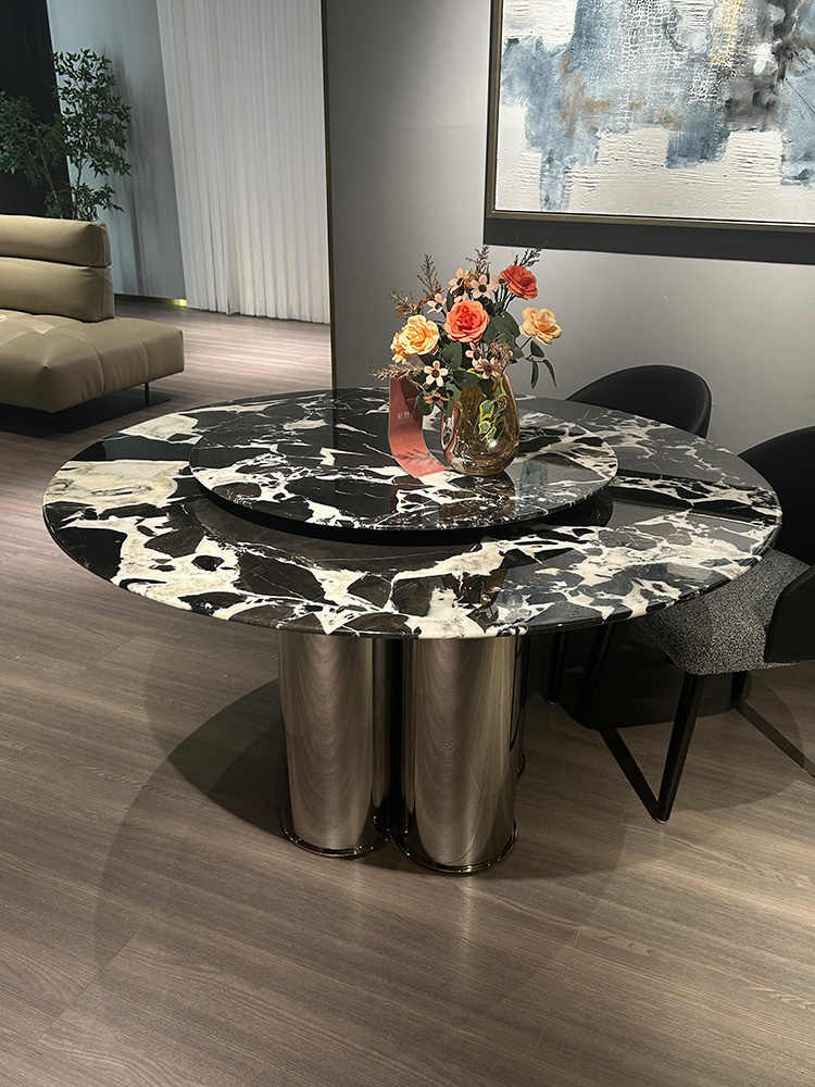 Italian light luxury Italian imported natural luxury stone Bulgari table Modern high-end villa custom home round table