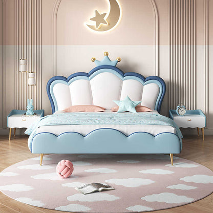 Children Crown Princess bed Girls bed Pink girls Room Dream girl bed Light luxury net red leather bed