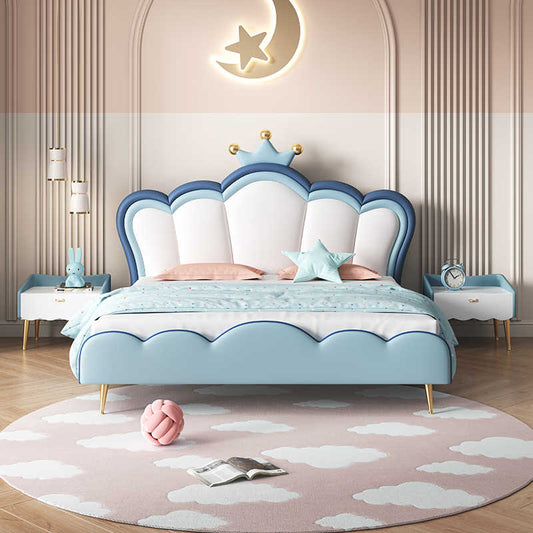 Children Crown Princess bed Girls bed Pink girls Room Dream girl bed Light luxury net red leather bed
