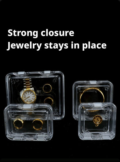 5pcs Clear PS Jewelry Display Box, Floating Gemstone Storage Case, Acrylic Packaging for Rings Earrings
