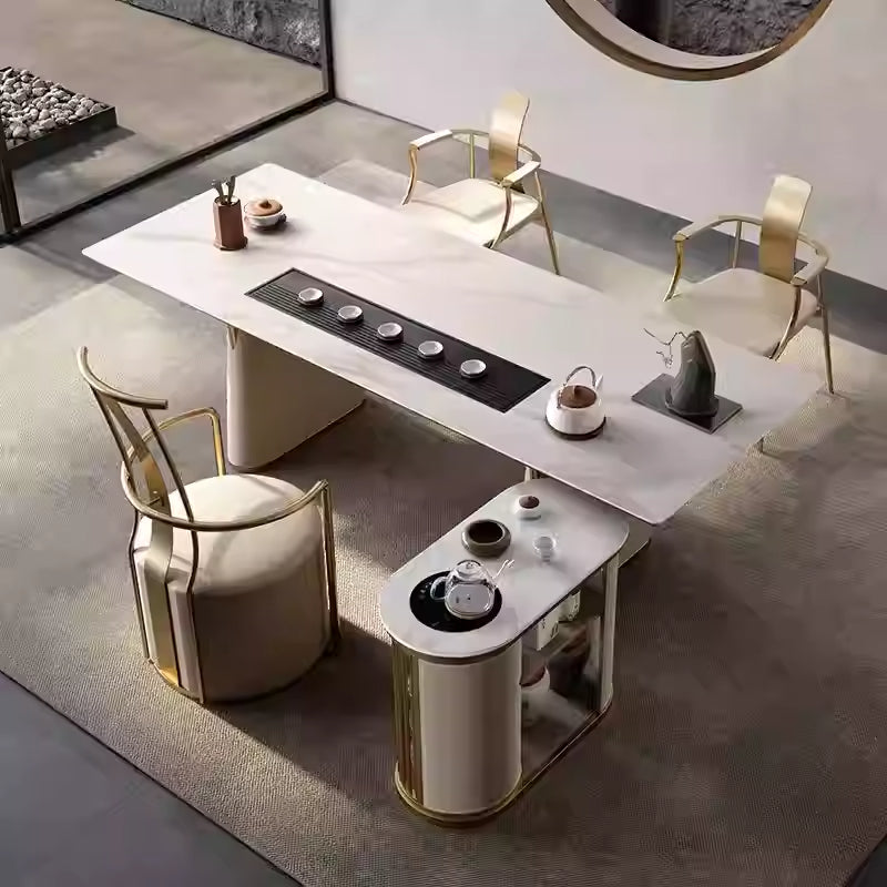 Rock plate tea table Tea table Italian simple office living room Kung Fu big light luxury modern senior sense home tea table