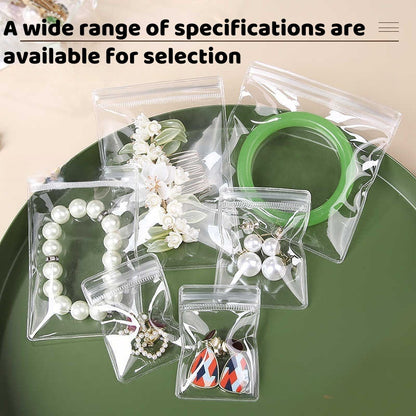 100pcs Clear PVC Zipper Pouch, Heavy Duty Travel Storage Bags for Earrings, Secured Display Case