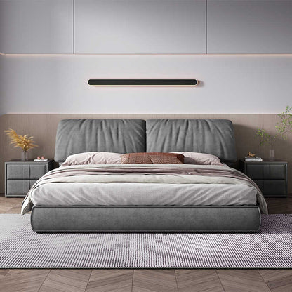 Elephant ear frosted velvet cloth light luxury bed simple modern technology cloth bed master bedroom down soft bag net red cloth bed