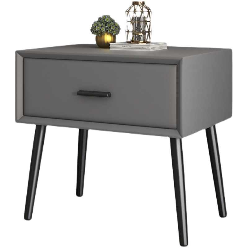 Technology cloth minimalist bedside cabinet Solid wood frame small apartment microfiber skin light luxury simple modern bedroom bedside cabinet