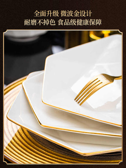 Dish set household light luxury Chinese ceramic tableware set Jingdezhen relocation bowl dish chopsticks combination