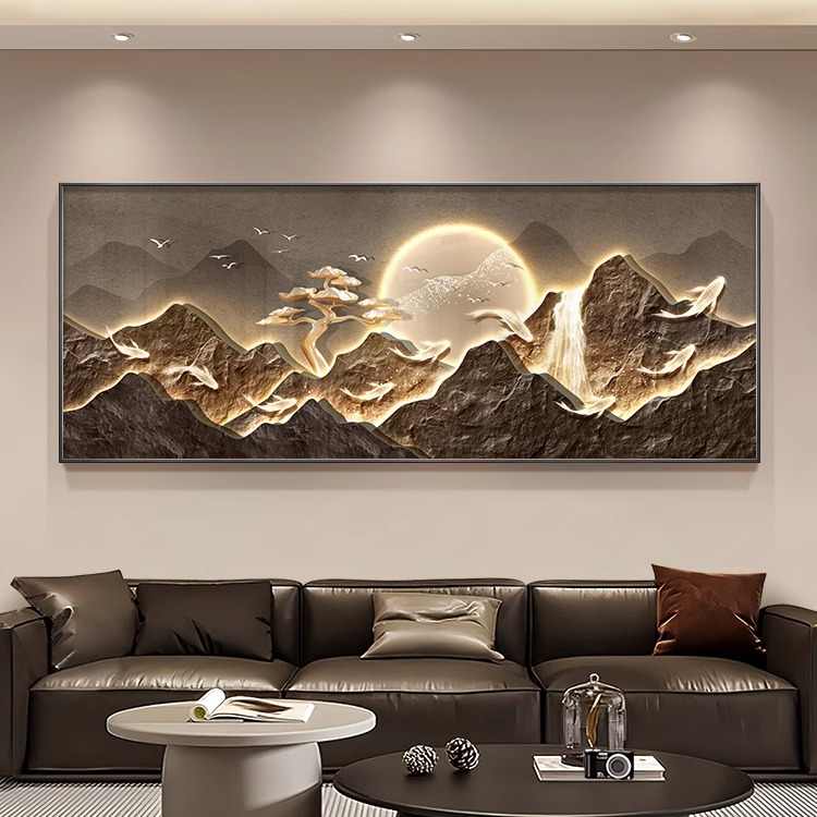 Cornucopan living room decorative painting landscape painting with back-up picture sofa background wall hanging painting light luxury high sense murals