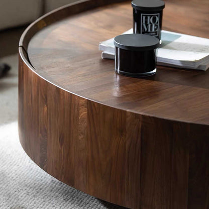 Ancient style high-end walnut round coffee table log wind small living room household