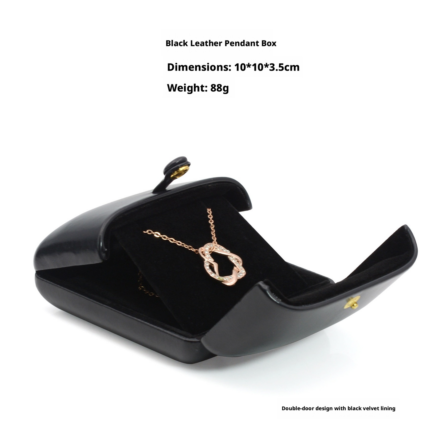 5PCS Black PU Leather Snap Jewelry Box, Faux Leather Ring Earring Bangle Pendant Case