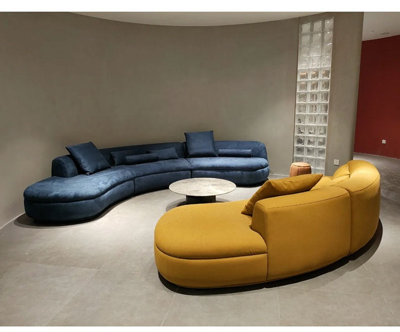 Italian light luxury creative curved corner semi-circle combination leather sofa living room high-grade reception size villa