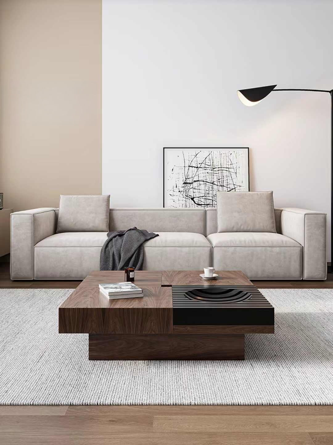 Italian minimalist black walnut solid wood tea table modern simple light luxury style living room home creative wind small household tea table