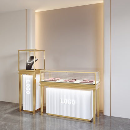 Stainless steel:  Jewelry display case,Glass jewelry cabinet,Retail jewelry showcase,Countertop jewelry display